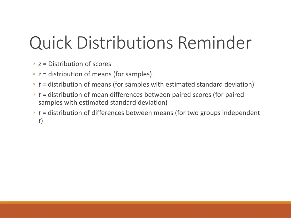 quick distributions reminder