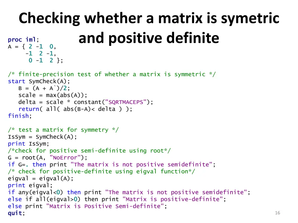 checking whether a matrix is symetric