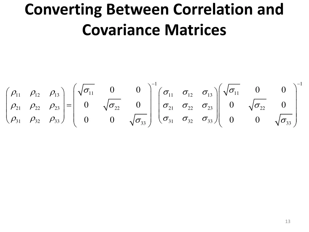 converting between correlation and covariance