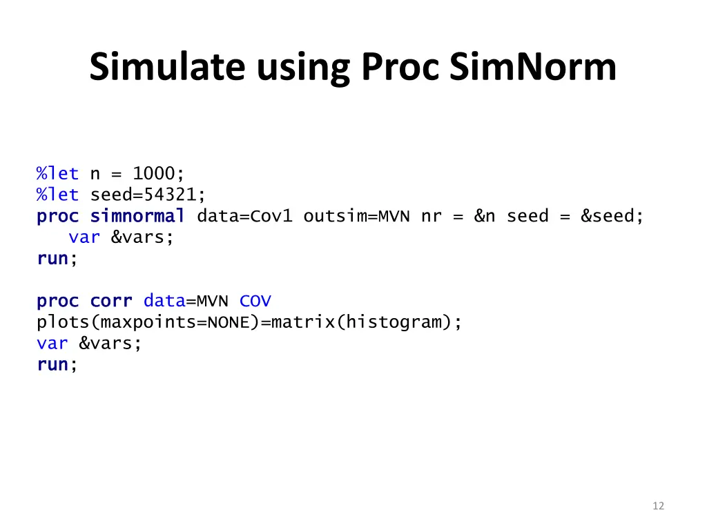 simulate using proc simnorm