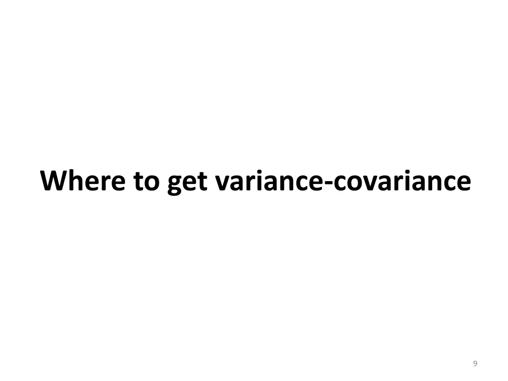 where to get variance covariance