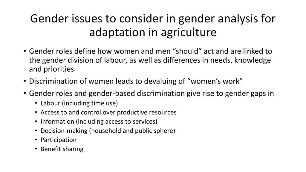 gender issues to consider in gender analysis