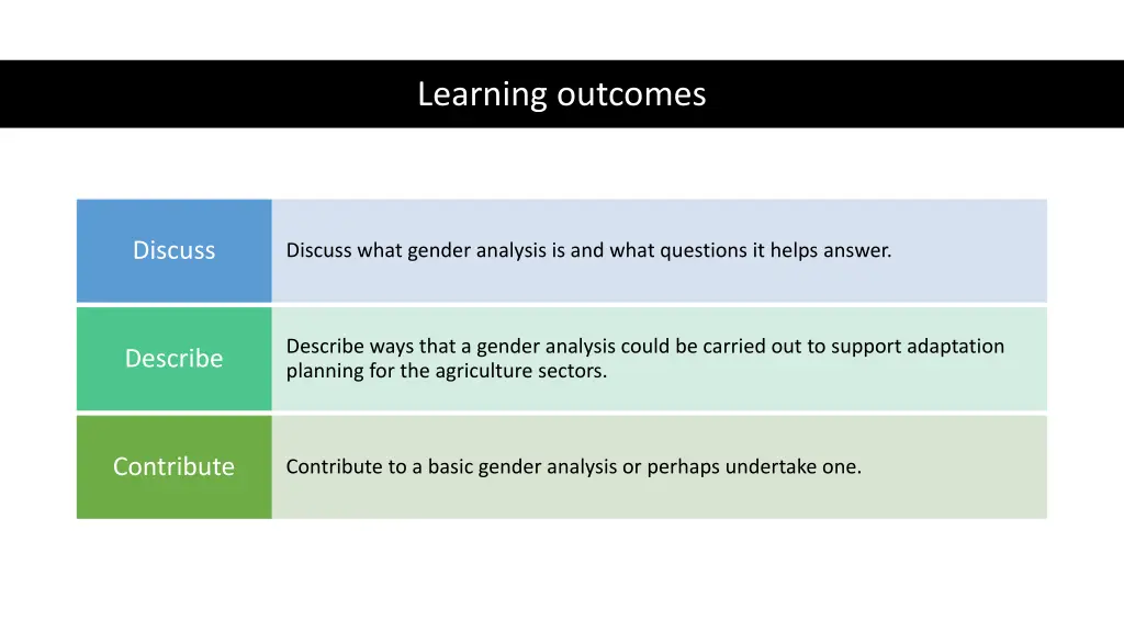 learning outcomes