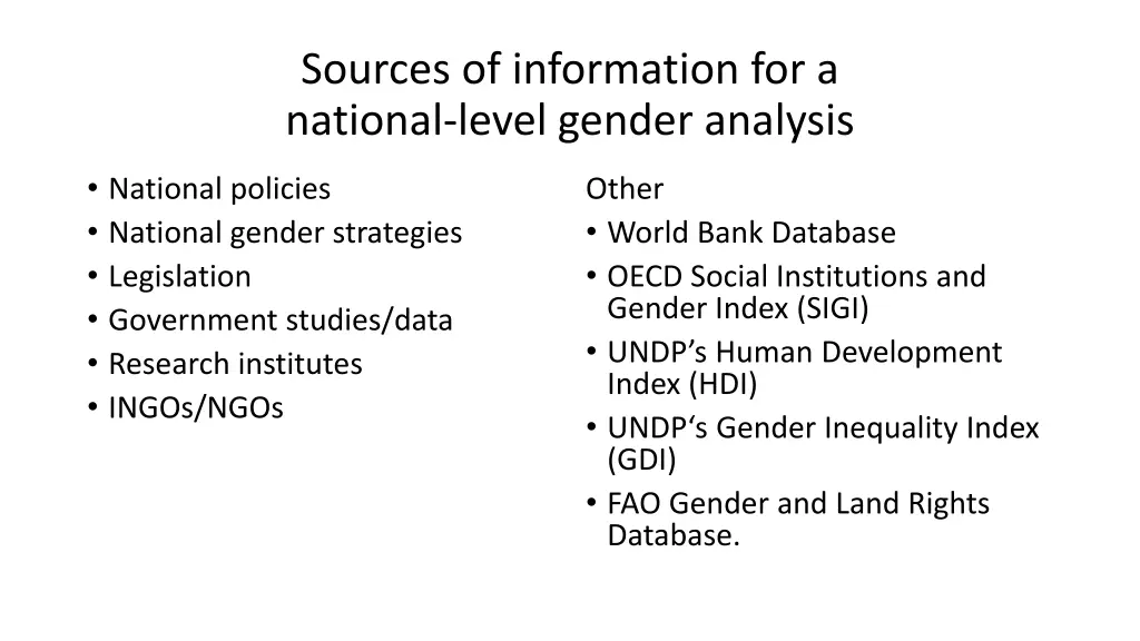 sources of information for a national level