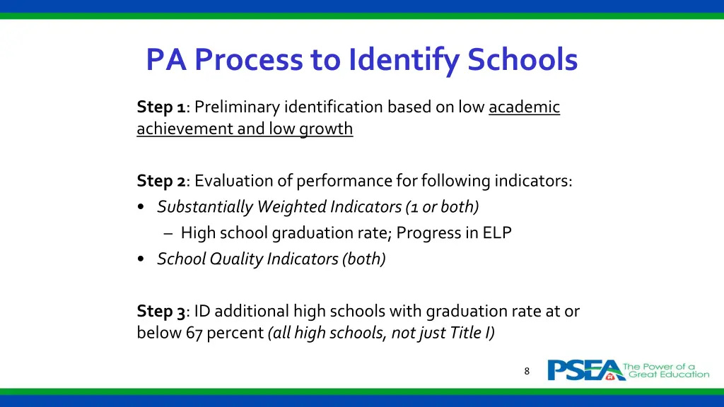 pa process to identify schools