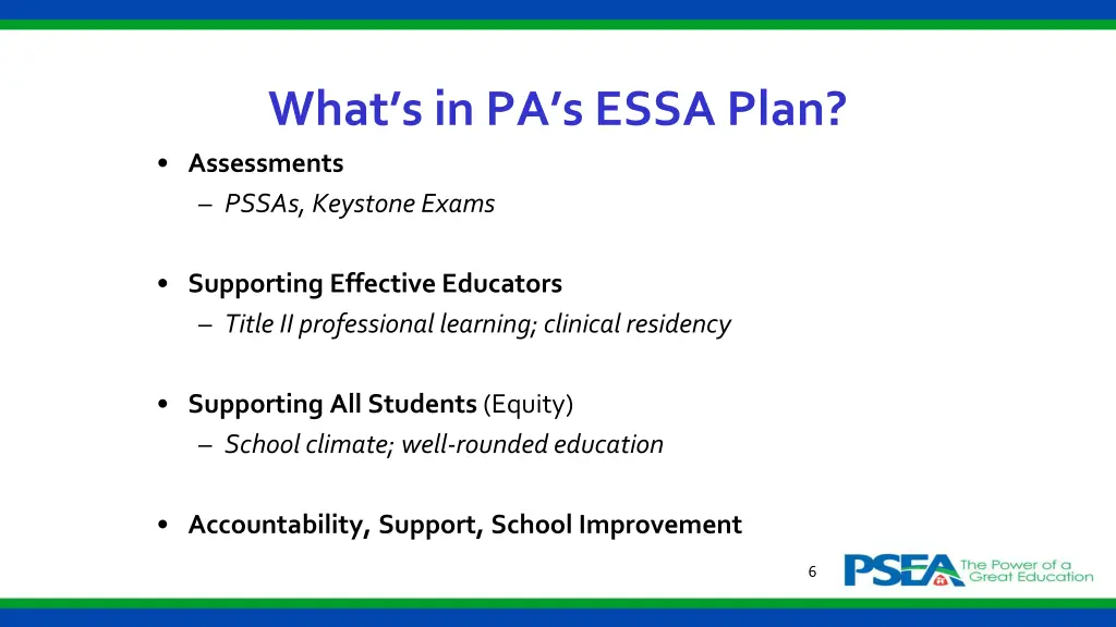 what s in pa s essa plan assessments pssas