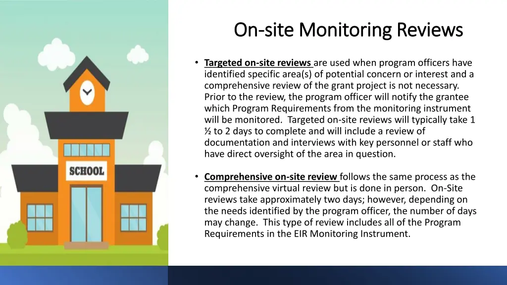 on on site monitoring reviews site monitoring