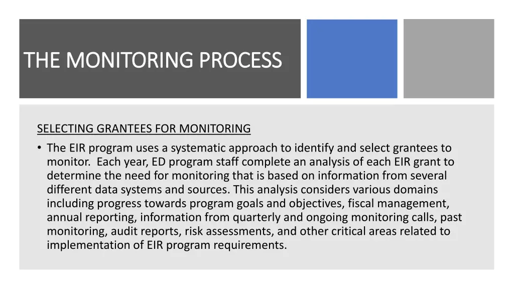 the monitoring process the monitoring process