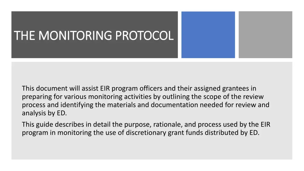 the monitoring protocol the monitoring protocol