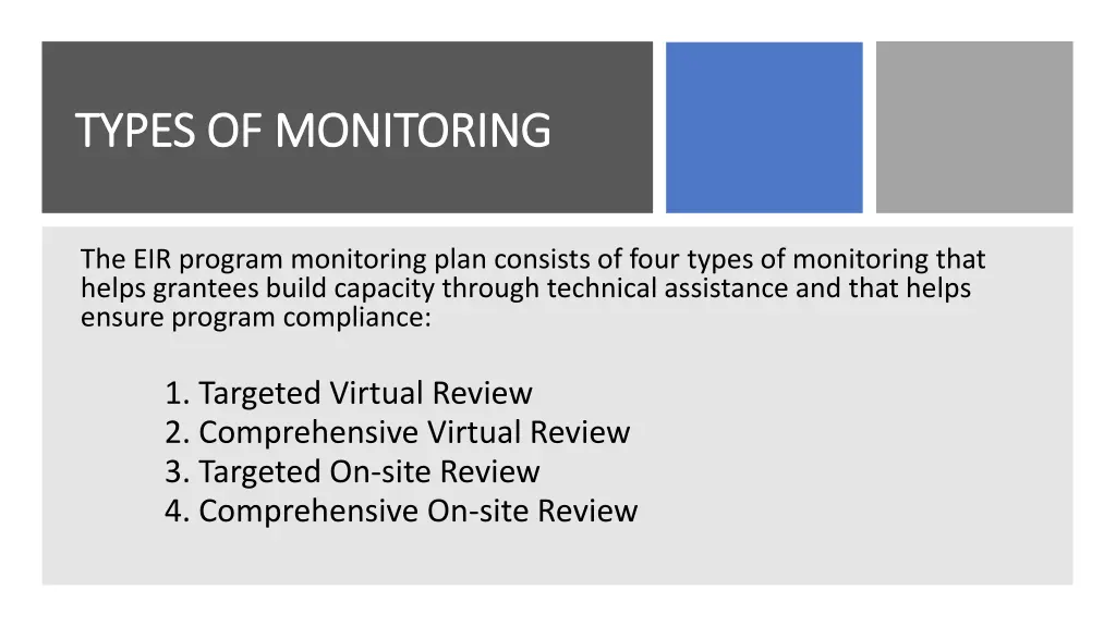 types of monitoring types of monitoring