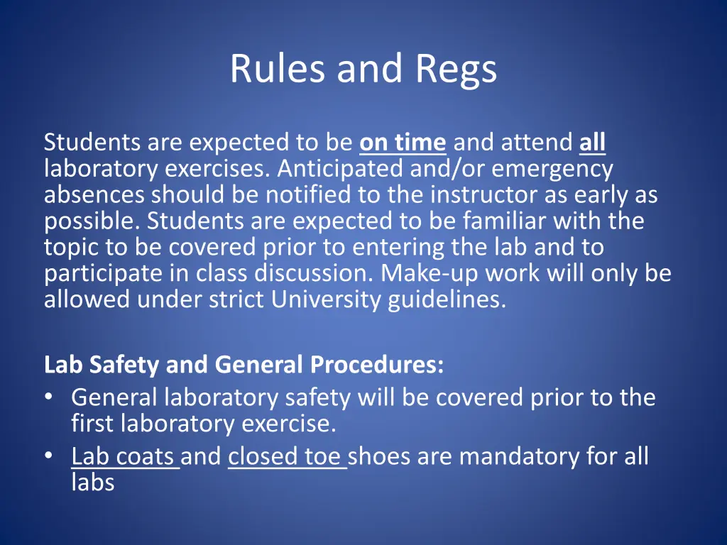 rules and regs