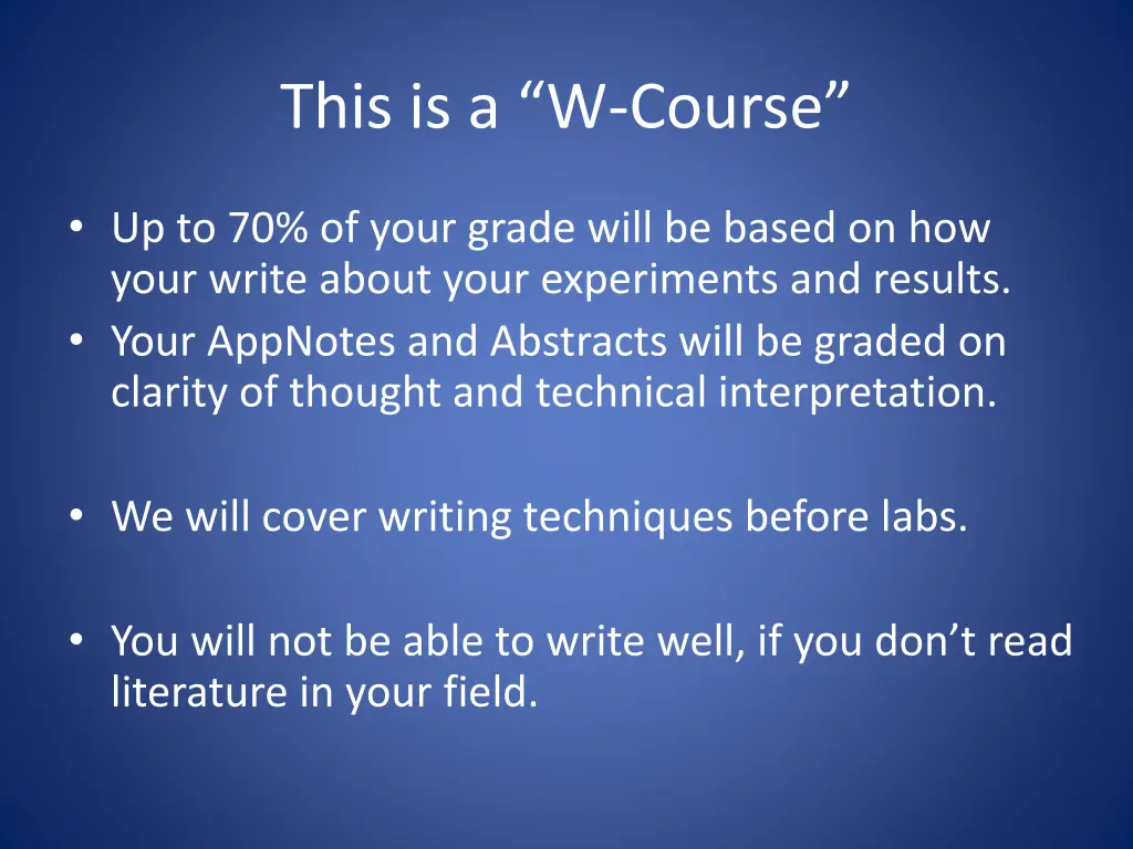 this is a w course