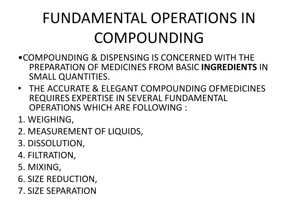 fundamental operations in compounding 1