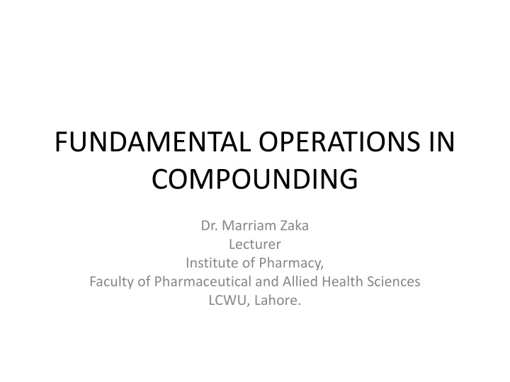 fundamental operations in compounding