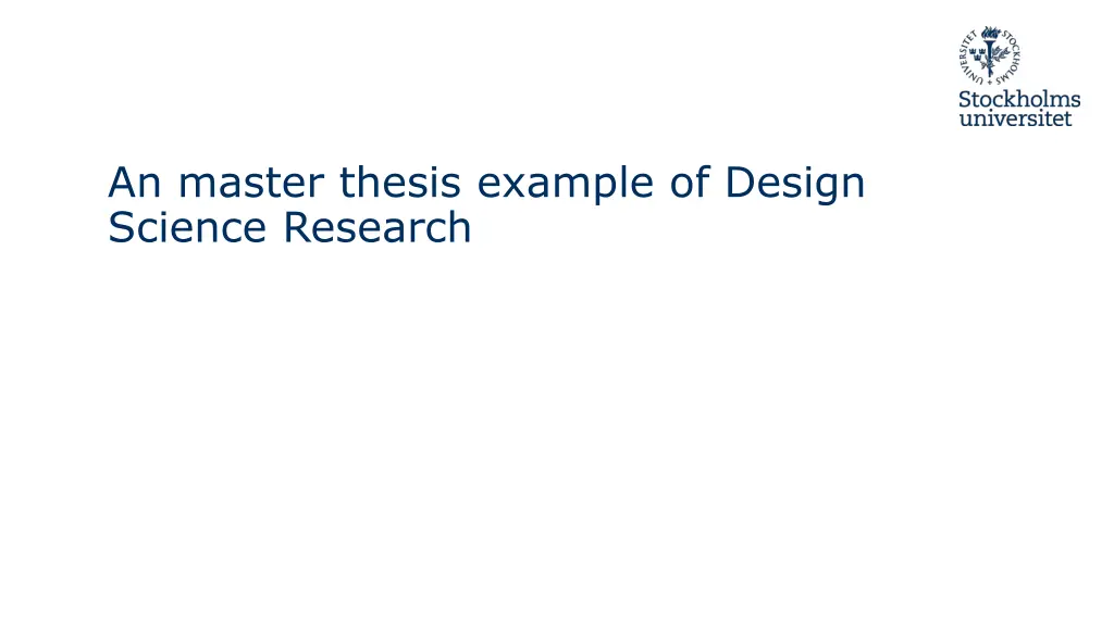 an master thesis example of design science