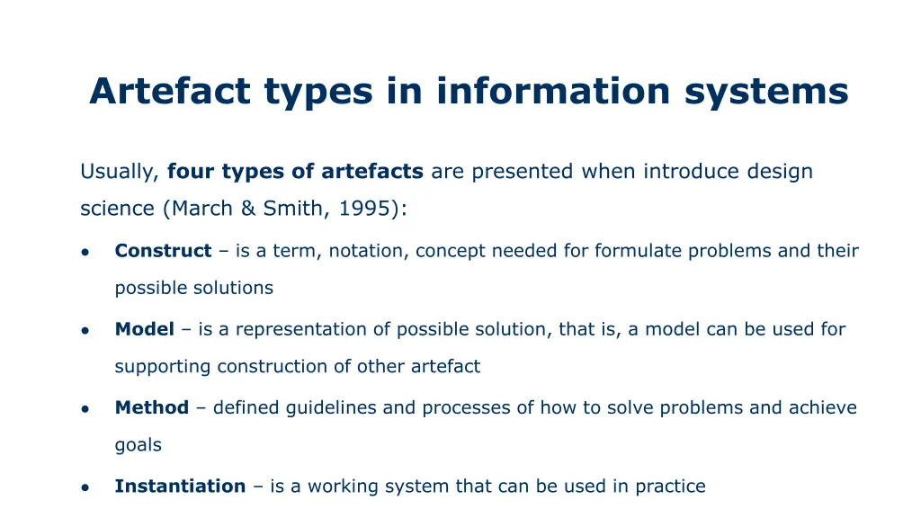 artefact types in information systems 1