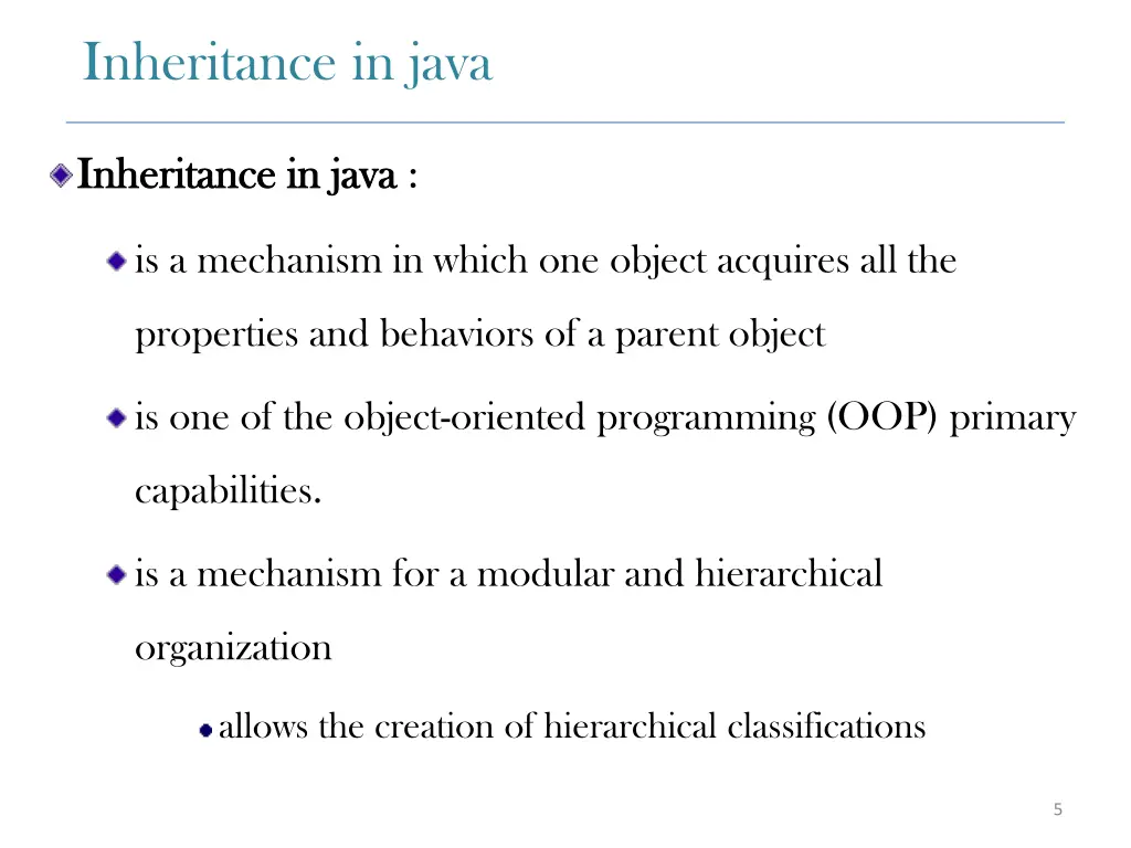 inheritance in java inheritance in java