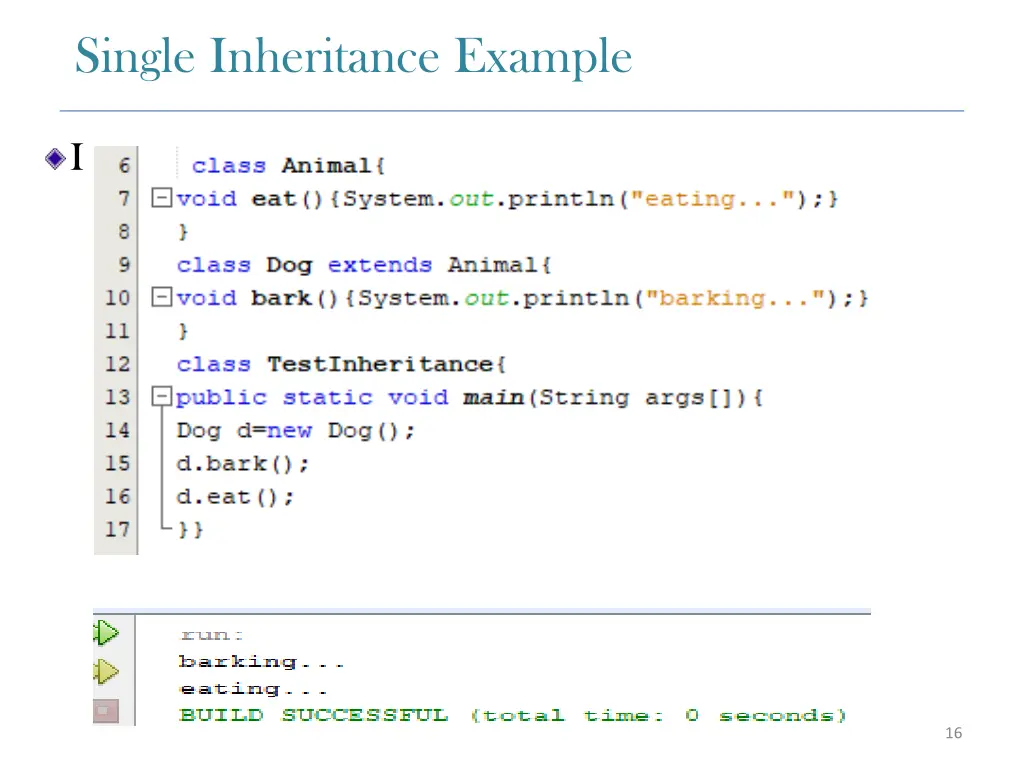 single inheritance example i