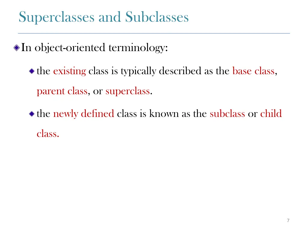 superclasses and subclasses in object oriented