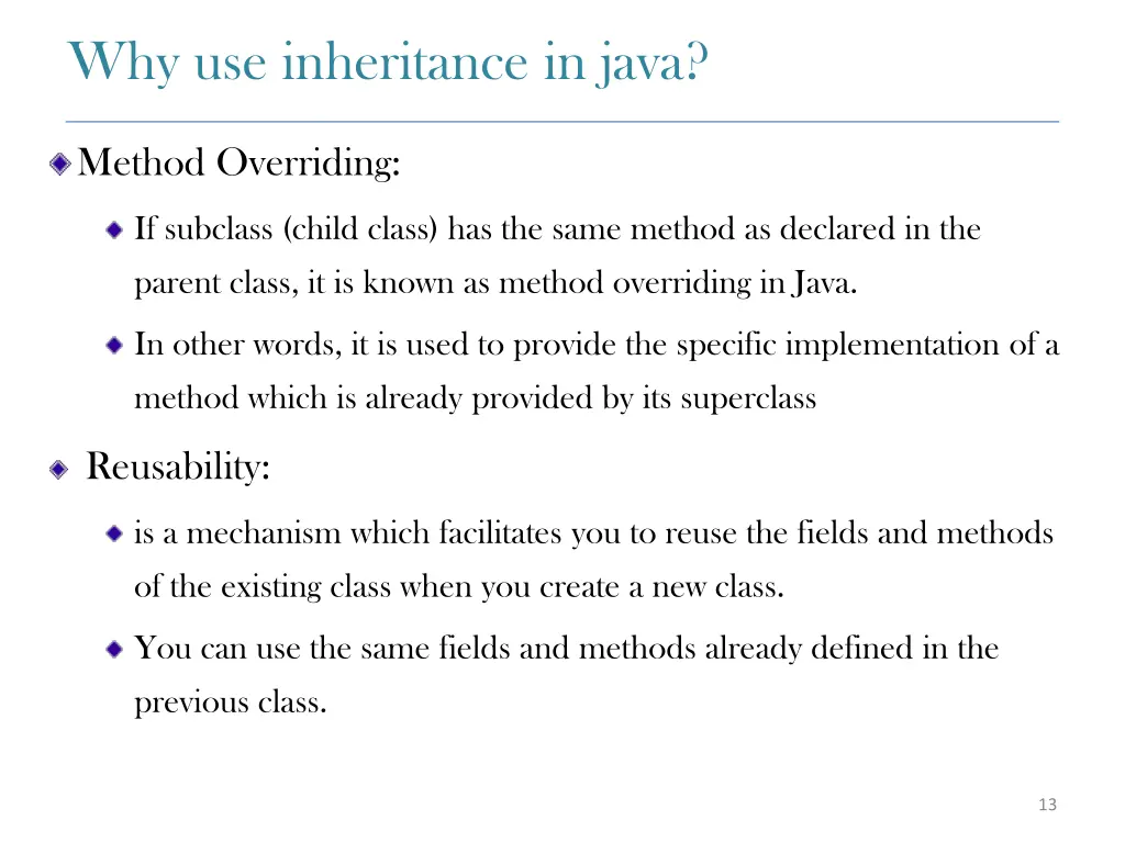 why use inheritance in java method overriding