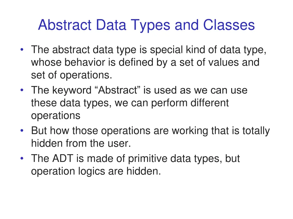 abstract data types and classes