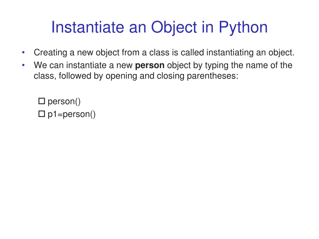 instantiate an object in python