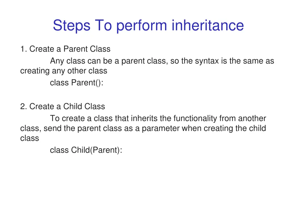 steps to perform inheritance