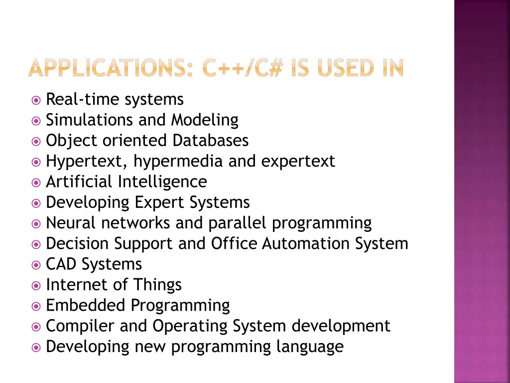 applications c c is used in