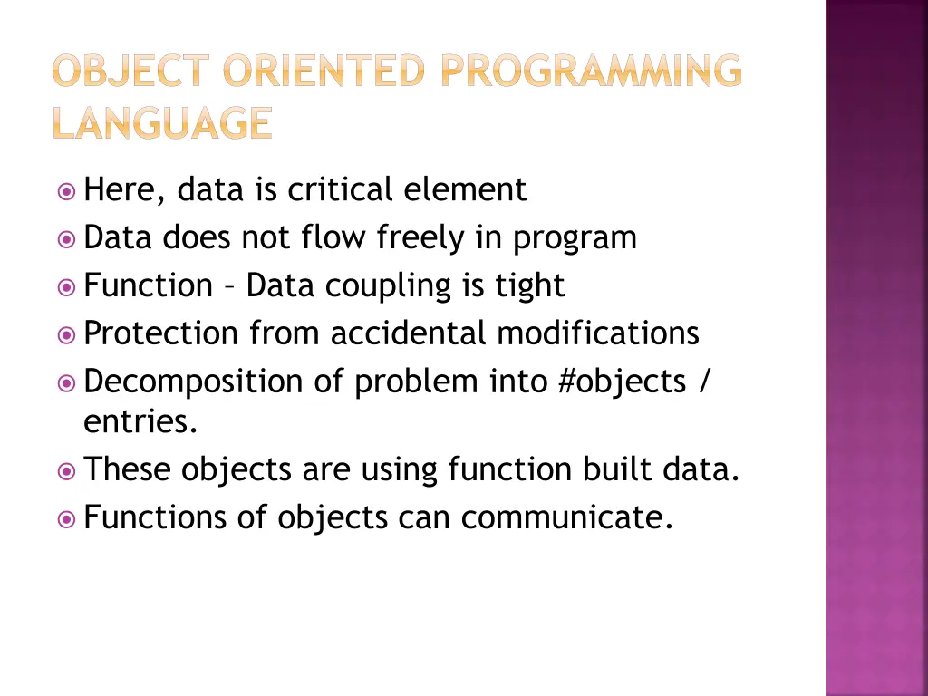 object oriented programming language