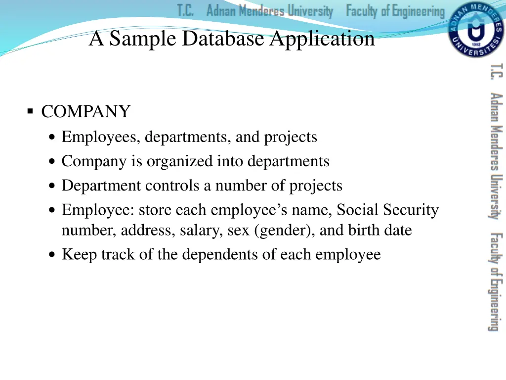 a sample database application