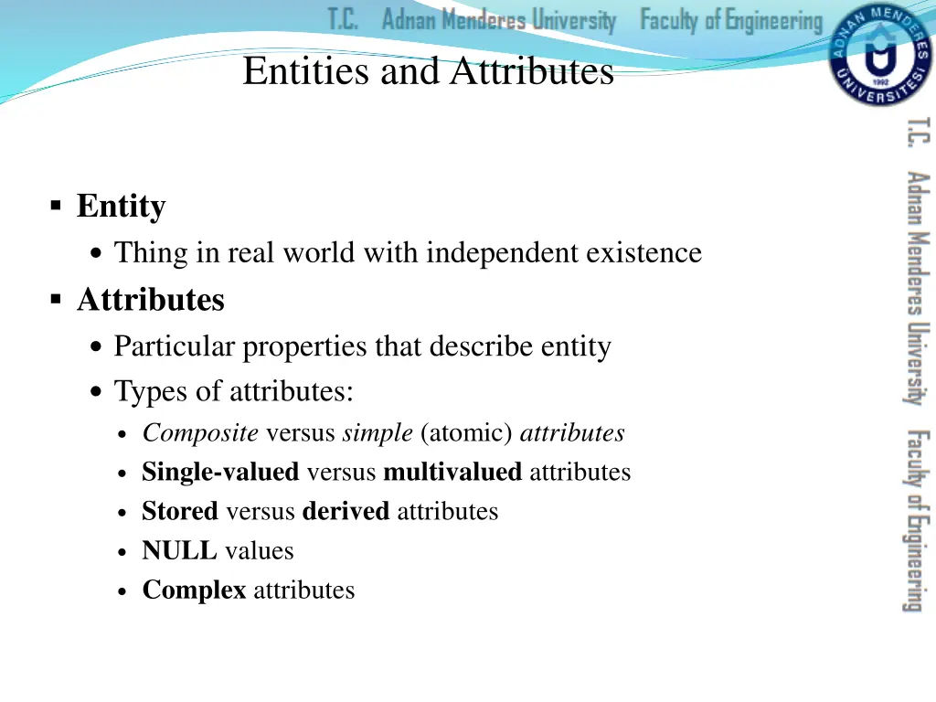 entities and attributes