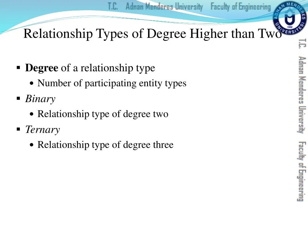 relationship types of degree higher than two