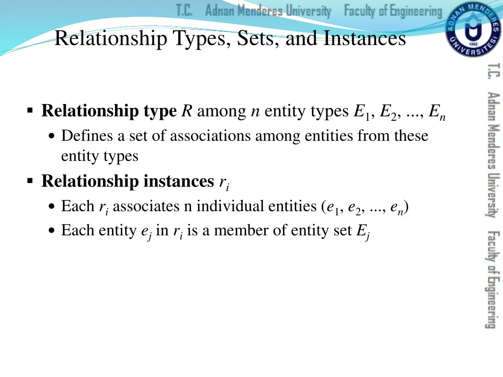 relationship types sets and instances