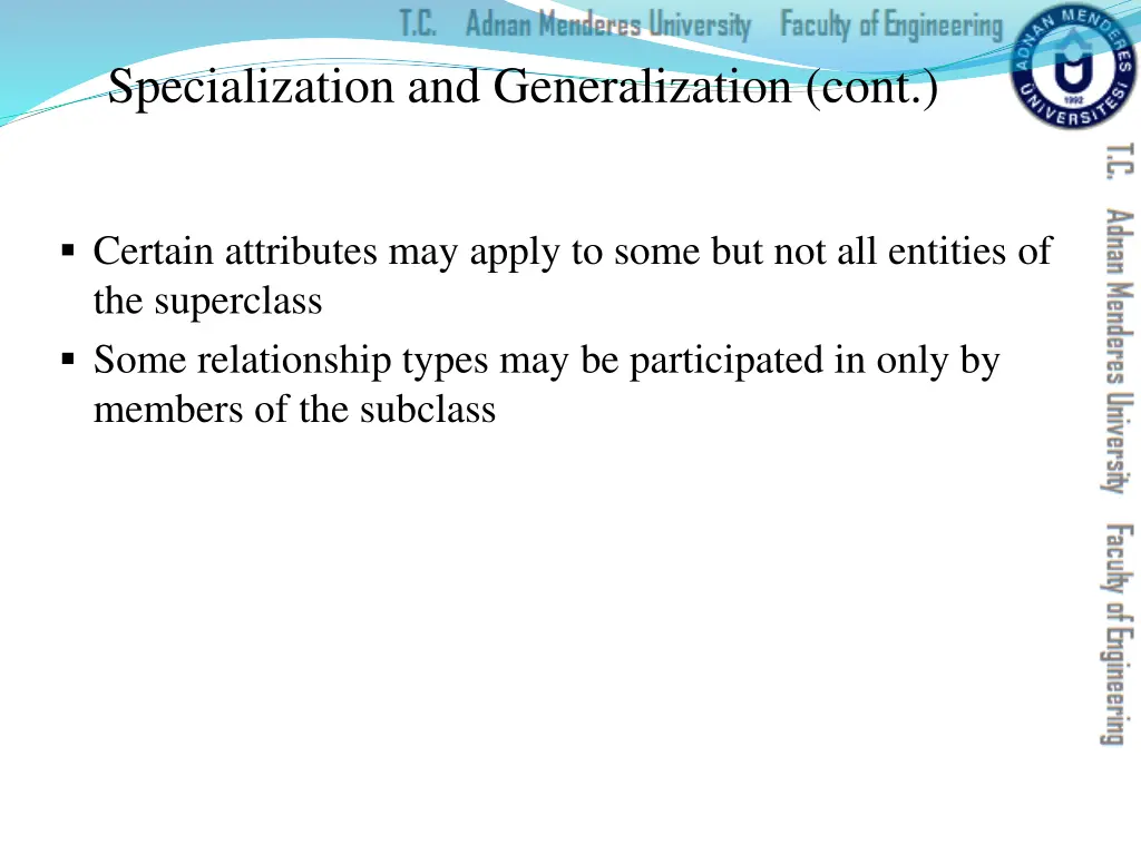 specialization and generalization cont