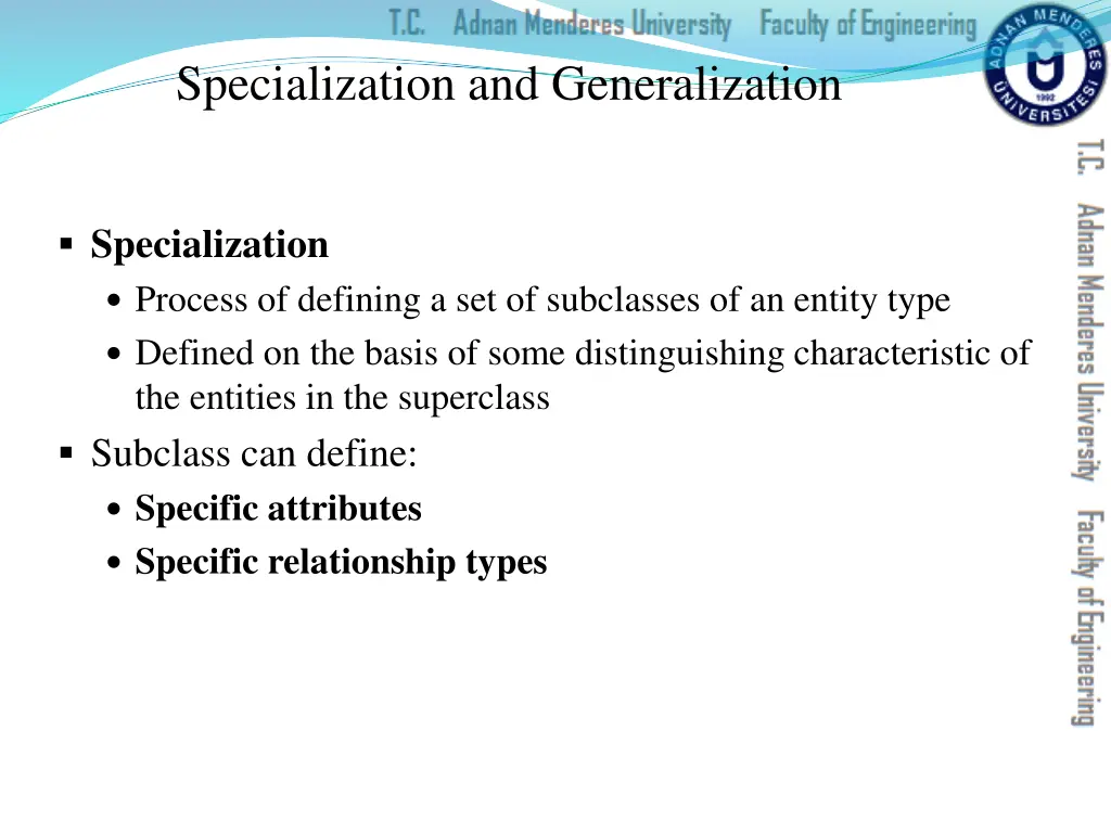 specialization and generalization