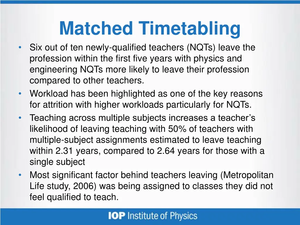 matched timetabling six out of ten newly