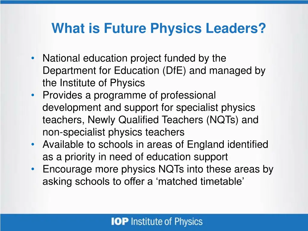 what is future physics leaders