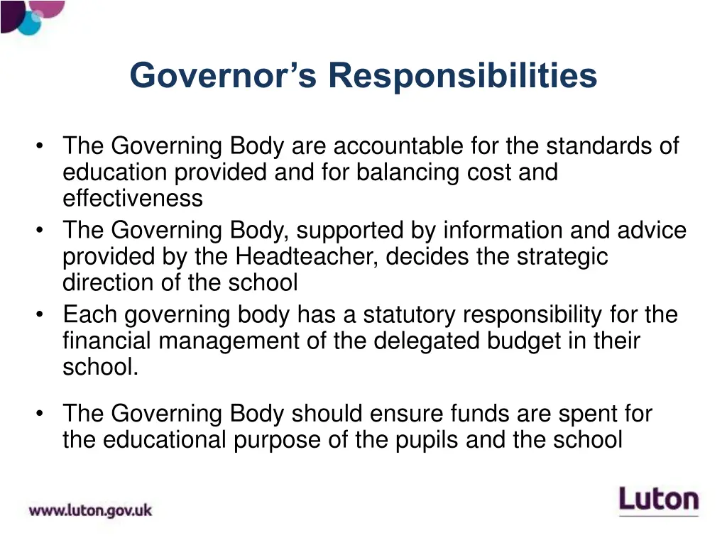 governor s responsibilities