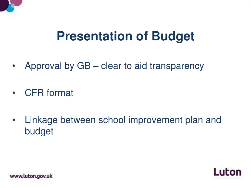 presentation of budget