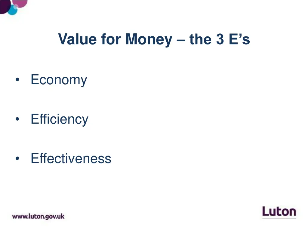 value for money the 3 e s