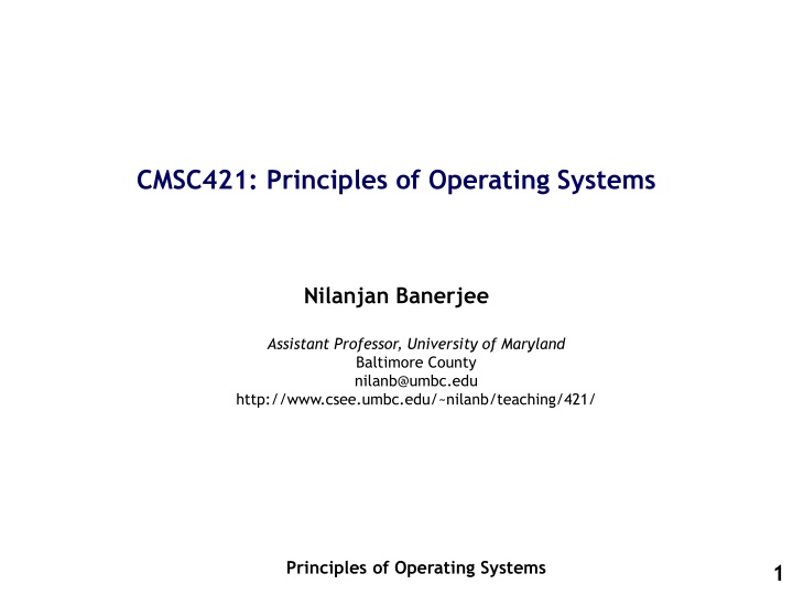 cmsc421 principles of operating systems