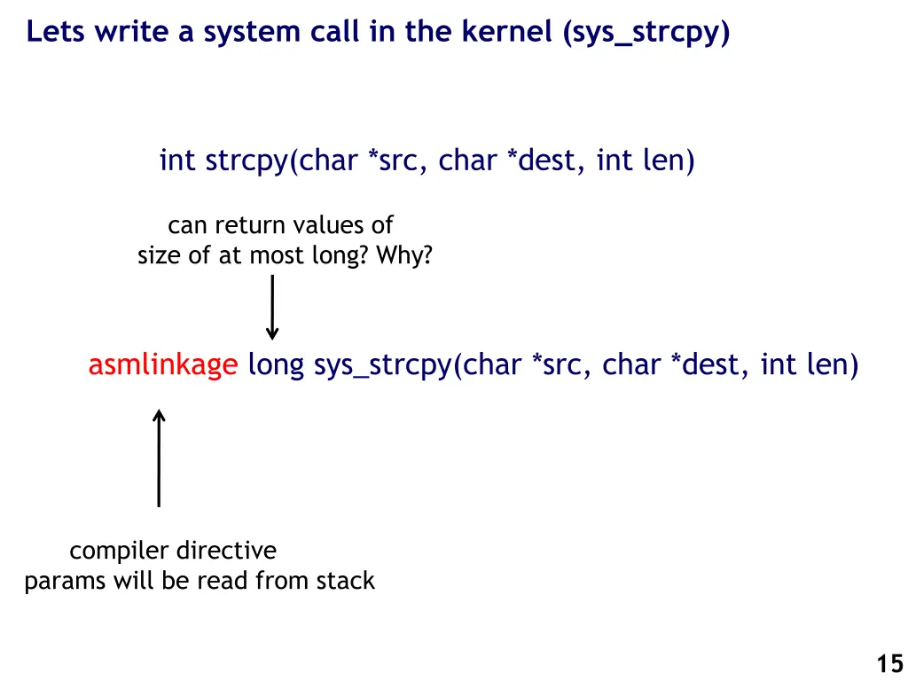 lets write a system call in the kernel sys strcpy