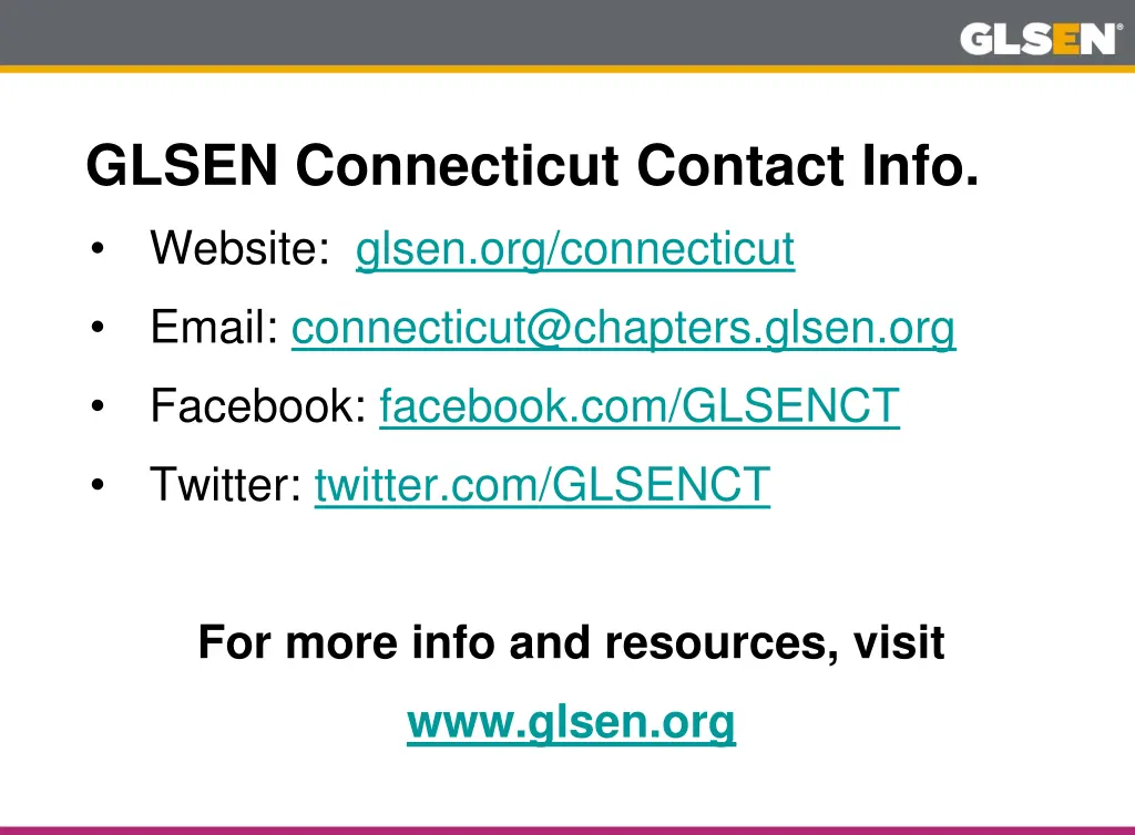 glsen connecticut contact info website glsen