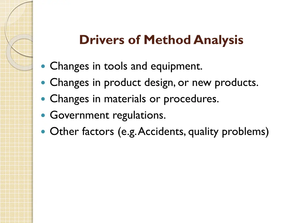 drivers of method analysis