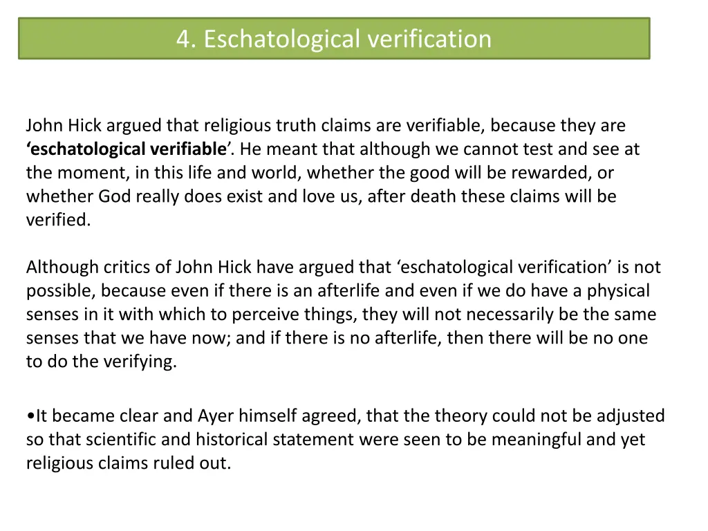 4 eschatological verification