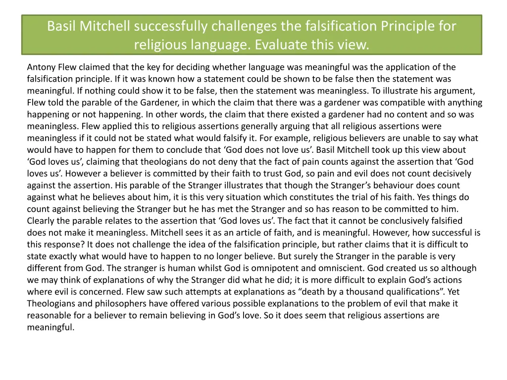 basil mitchell successfully challenges