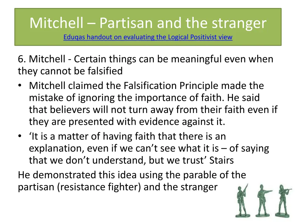 mitchell partisan and the stranger eduqas handout