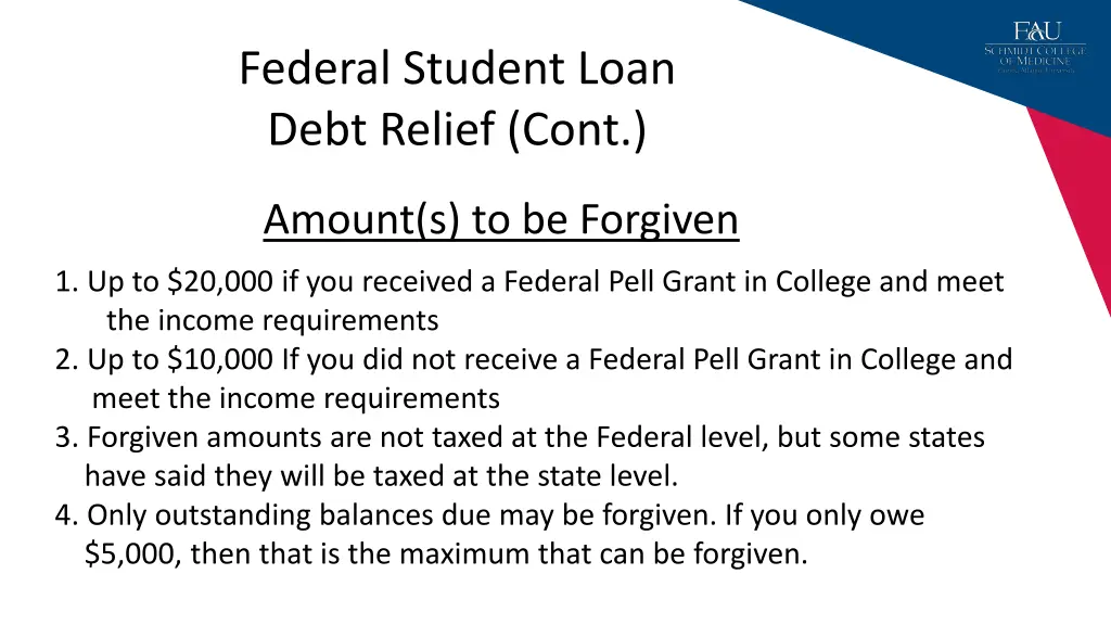 federal student loan debt relief cont