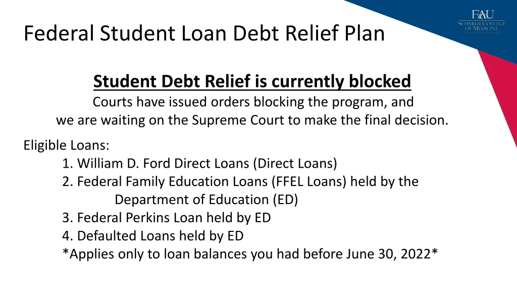 federal student loan debt relief plan