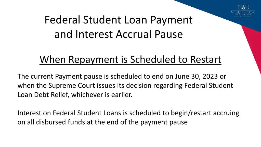 federal student loan payment and interest accrual